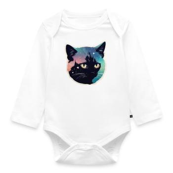 Chat dans les étoiles - Body Bébé bio manches longues - blanc - Devant