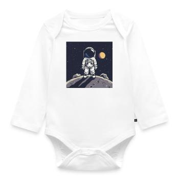 Astronaute sur la surface lunaire - Body Bébé bio manches longues - blanc - Devant