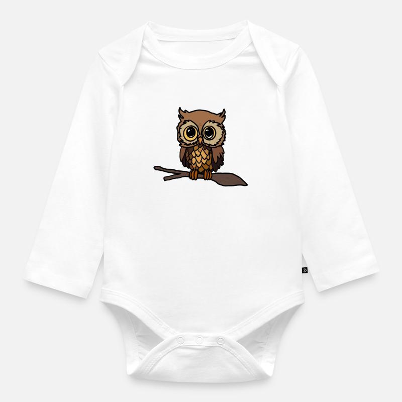 Eule - Baby Bio-Langarm-Body - Weiß
