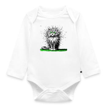 Cat, Comic, Funny, Funny - Organic Longsleeve Baby Bodysuit - white - Front