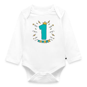 Erster Jahrestag - Baby Bio-Langarm-Body - Weiß - Vorne