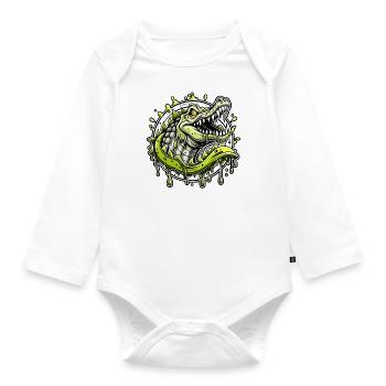 Crocodile - Organic Longsleeve Baby Bodysuit - white - Front