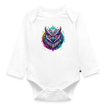 Owl - Organic Longsleeve Baby Bodysuit - white - Front