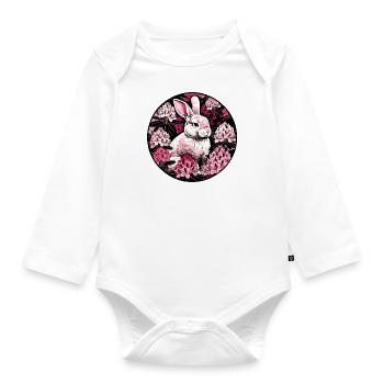 Bunny Rabbit Pinks - Organic Longsleeve Baby Bodysuit - white - Front