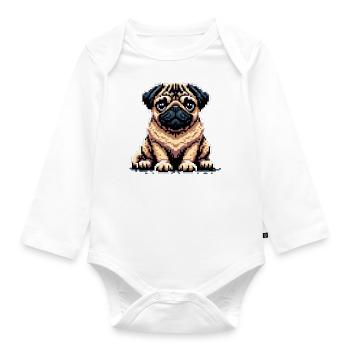 Pixel Mops - Baby Bio-Langarm-Body - Weiß - Vorne