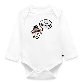 Fun-Guy Mushroom Speech Bubble Digital Art - Organic Longsleeve Baby Bodysuit - white - Front
