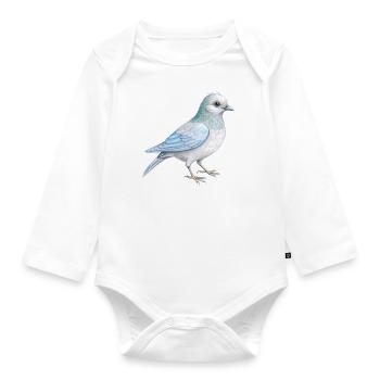 bird hand drawn - Baby Bio-Langarm-Body - Weiß - Vorne