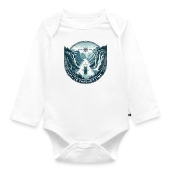 Epic Fjord Expedition - Organic Longsleeve Baby Bodysuit - white - Front