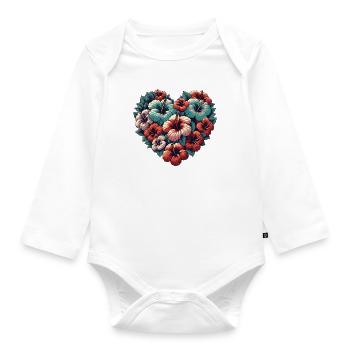 Hibiscus - Organic Longsleeve Baby Bodysuit - white - Front