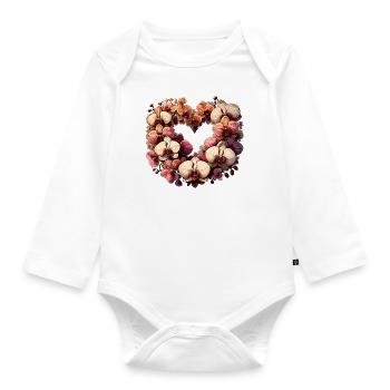 Orchideen - Baby Bio-Langarm-Body - Weiß - Vorne