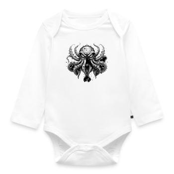 Octopus black and white - Organic Longsleeve Baby Bodysuit - white - Front