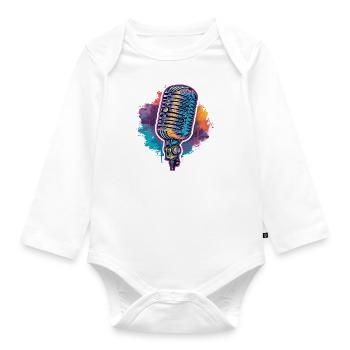 Microphone au look rétro - Body Bébé bio manches longues - blanc - Devant