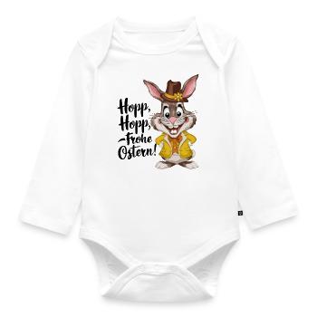 Hop, hop, Joyeuses Pâques ! - Body Bébé bio manches longues - blanc - Devant