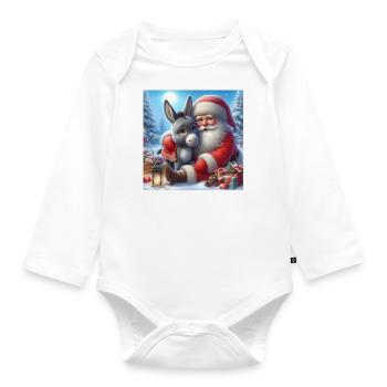 Saint-Nicolas avec un âne - Body Bébé bio manches longues - blanc - Devant