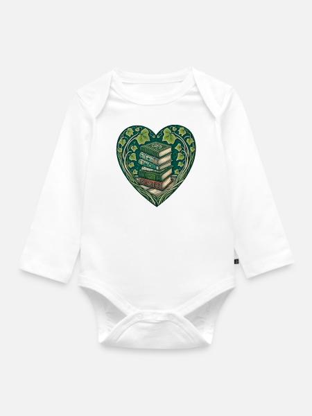 Bücherwurm - Baby Bio-Langarm-Body - Weiß