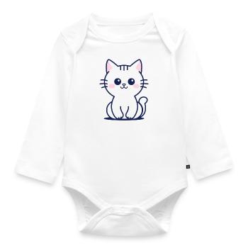 Chat - Body Bébé bio manches longues - blanc - Devant