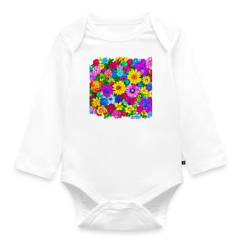 Flower Collage - Baby Bio-Langarm-Body - Weiß - Vorne