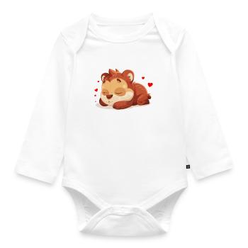 Sleepy Bear white - Baby Bio-Langarm-Body - Weiß - Vorne