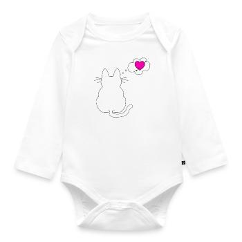 Love my cat & my cat loves me - Organic Longsleeve Baby Bodysuit - white - Front
