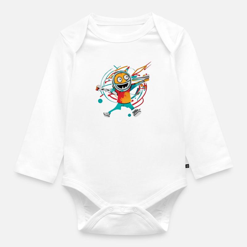 Fou mais heureux - Body Bébé bio manches longues - blanc