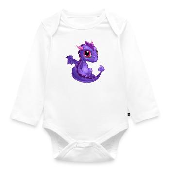Bébé dragon violet | Mignon bébé dragon violet - Body Bébé bio manches longues - blanc - Devant