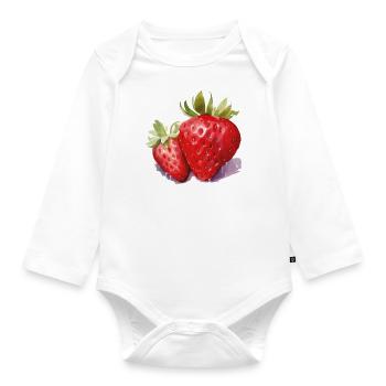 erdbeere - Baby Bio-Langarm-Body - Weiß - Vorne