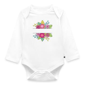 Floral Ornament - Organic Longsleeve Baby Bodysuit - white - Front