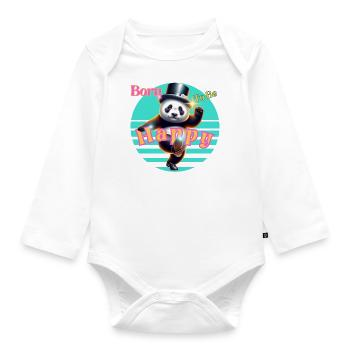 Panda heureux - Body Bébé bio manches longues - blanc - Devant