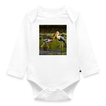 Beautiful birds - Organic Longsleeve Baby Bodysuit - white - Front