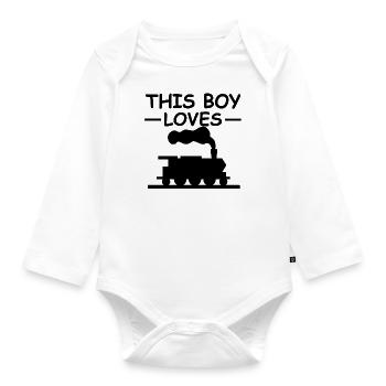 Eisenbahn - Baby Bio-Langarm-Body - Weiß - Vorne