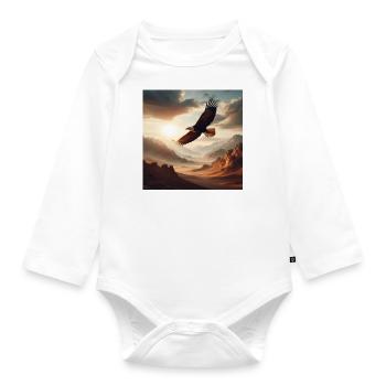 A majestic eagle soaring above the desert D - Organic Longsleeve Baby Bodysuit - white - Front
