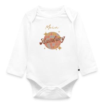 Moin Hamburg City Stadt Retro Vintage - Baby Bio-Langarm-Body - Weiß - Vorne