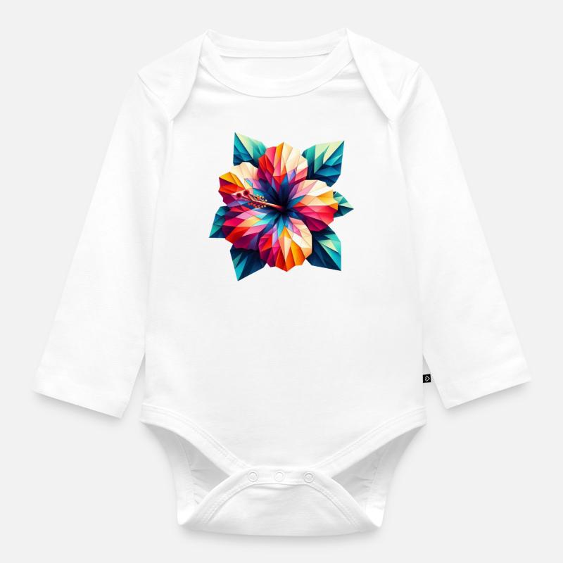 Hisbiskus - Baby Bio-Langarm-Body - Weiß