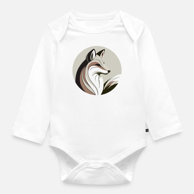 Fox in a circle - Organic Longsleeve Baby Bodysuit - white
