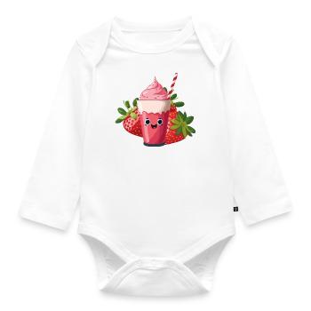 erdbeer shake - Baby Bio-Langarm-Body - Weiß - Vorne