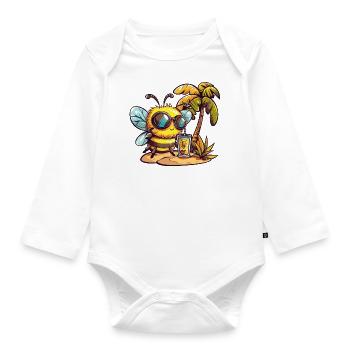 Bee Summer Holiday - Organic Longsleeve Baby Bodysuit - white - Front