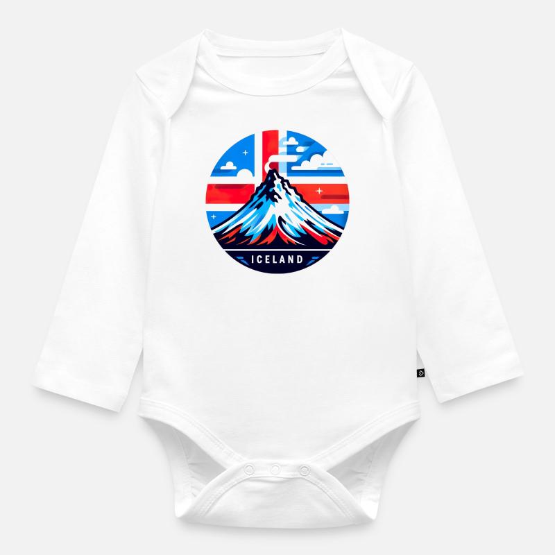 Islande Islande 5 - Body Bébé bio manches longues - blanc