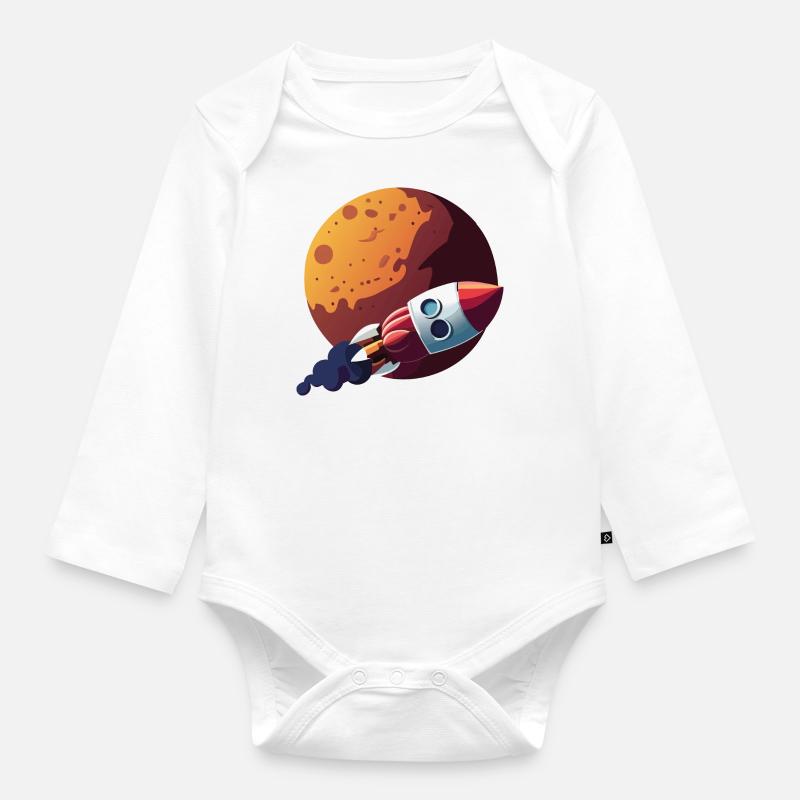 Fusée martienne - Body Bébé bio manches longues - blanc