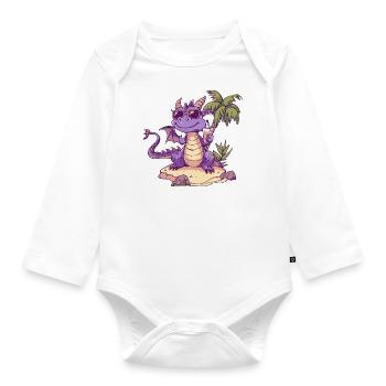 Dragon Summer Holiday - Organic Longsleeve Baby Bodysuit - white - Front