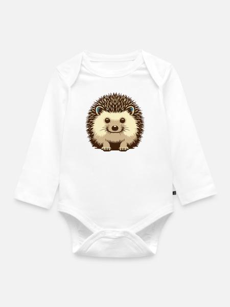 Igel - Baby Bio-Langarm-Body - Weiß