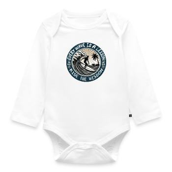 EVERY WAVE IS A LESSON - Organic Longsleeve Baby Bodysuit - white - Front
