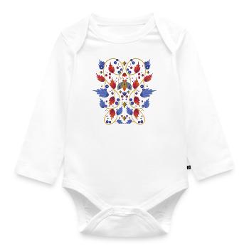 Blumen mit Motte - Baby Bio-Langarm-Body - Weiß - Vorne