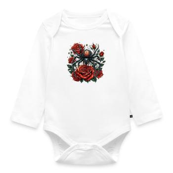 Araignée / Toile / Animal de compagnie / Reptile / Huit pattes - Body Bébé bio manches longues - blanc - Devant