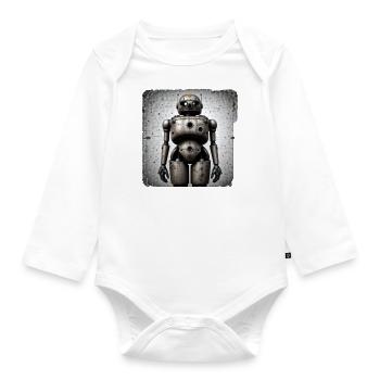 Breiter Roboter - Baby Bio-Langarm-Body - Weiß - Vorne