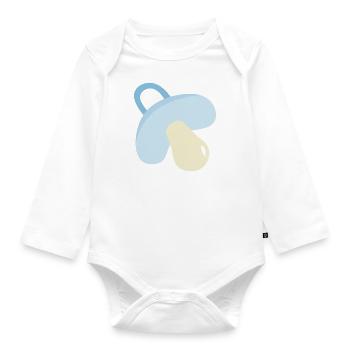 Schnuller Blau - Baby Bio-Langarm-Body - Weiß - Vorne