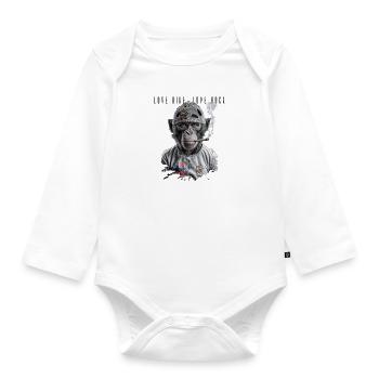 Rock Primate Biker - Organic Longsleeve Baby Bodysuit - white - Front