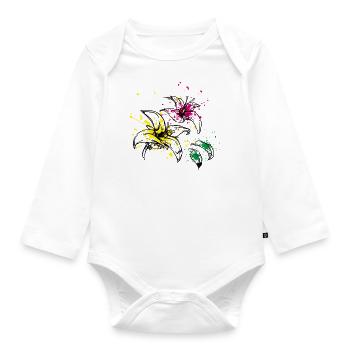 blüten splash - Baby Bio-Langarm-Body - Weiß - Vorne
