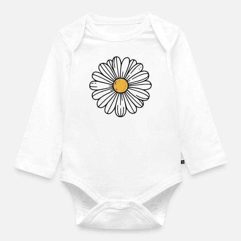 Marguerite - Body Bébé bio manches longues - blanc