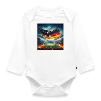 German eagle in the football stadium - Organic Longsleeve Baby Bodysuit - white - Front
