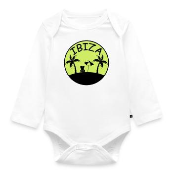 Island Palm Trees Ibiza - Organic Longsleeve Baby Bodysuit - white - Front